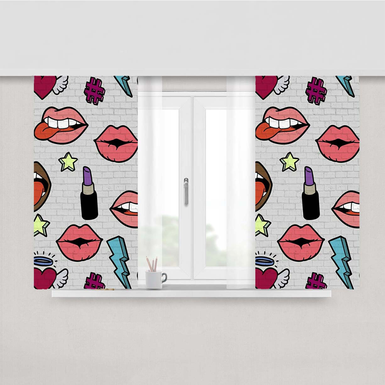 Papel De Parede Tumblr Unicornio Pink Peach Skin Window Curtains