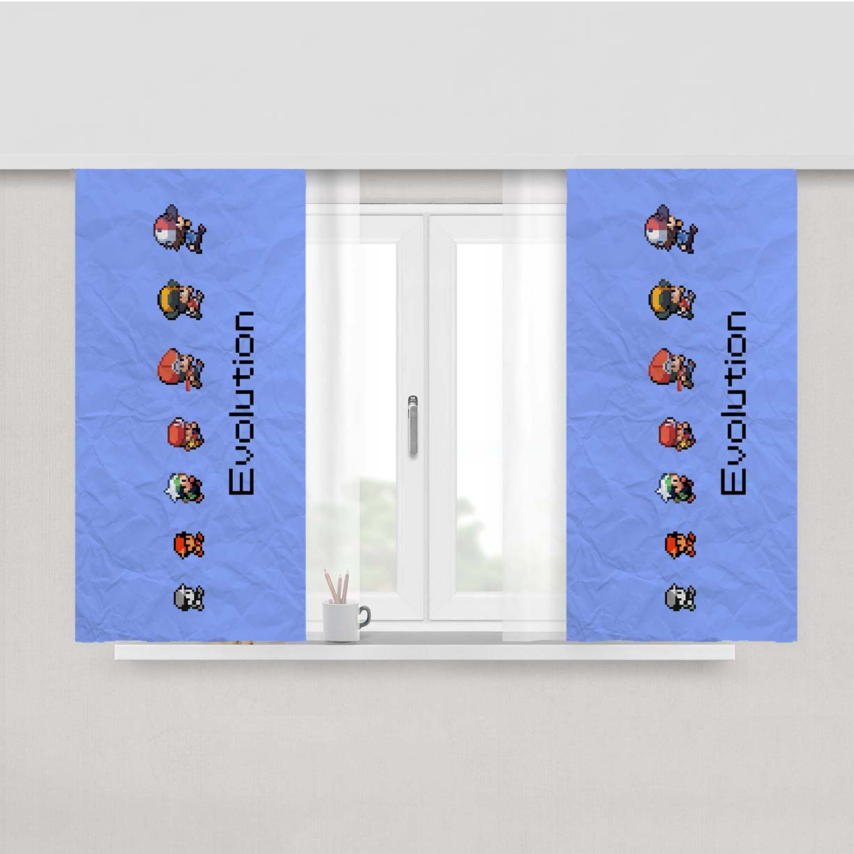 Paper Pokemon Evolution Peach Skin Window Curtains