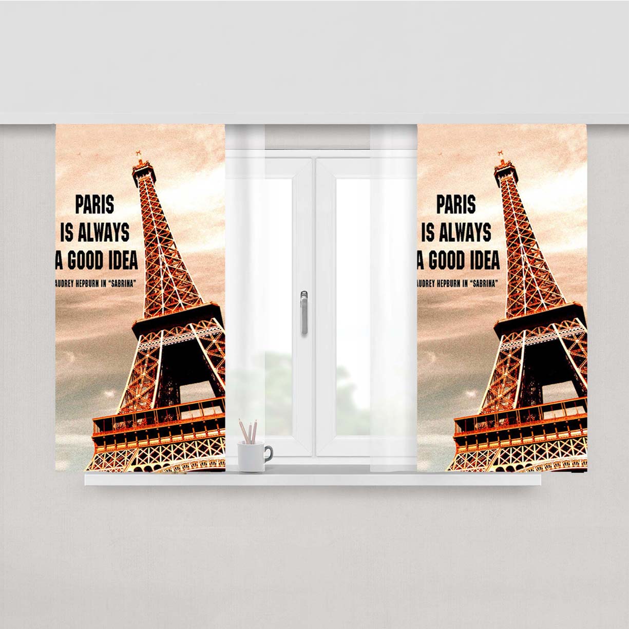 Paris Qoutes Good Idea Peach Skin Window Curtains