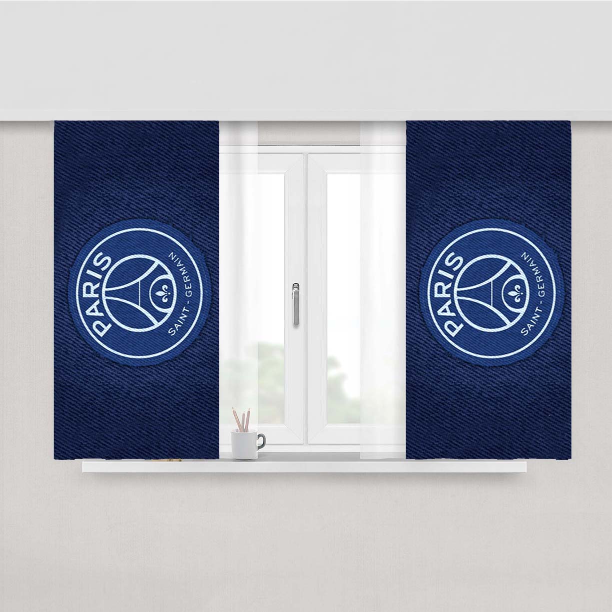 Paris Saint Germain Denim Peach Skin Window Curtains