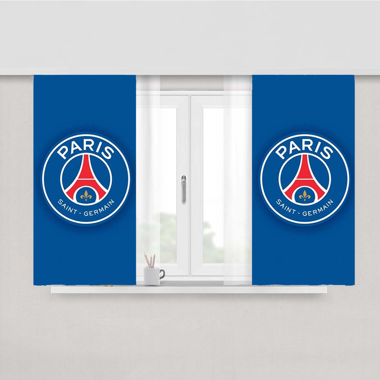 Paris Saint Germain Logo Peach Skin Window Curtains