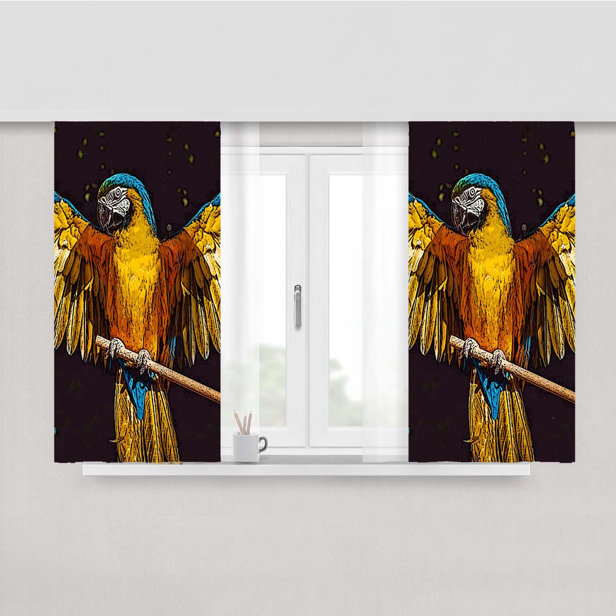 Parrot Peach Skin Window Curtains