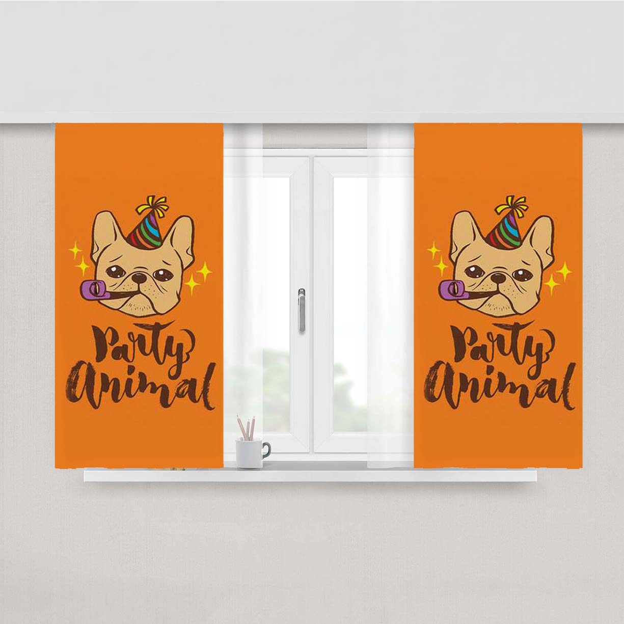 Party Animal Peach Skin Window Curtains