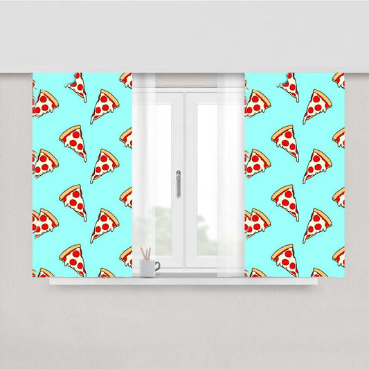 Pastel Pizza Slices Peach Skin Window Curtains