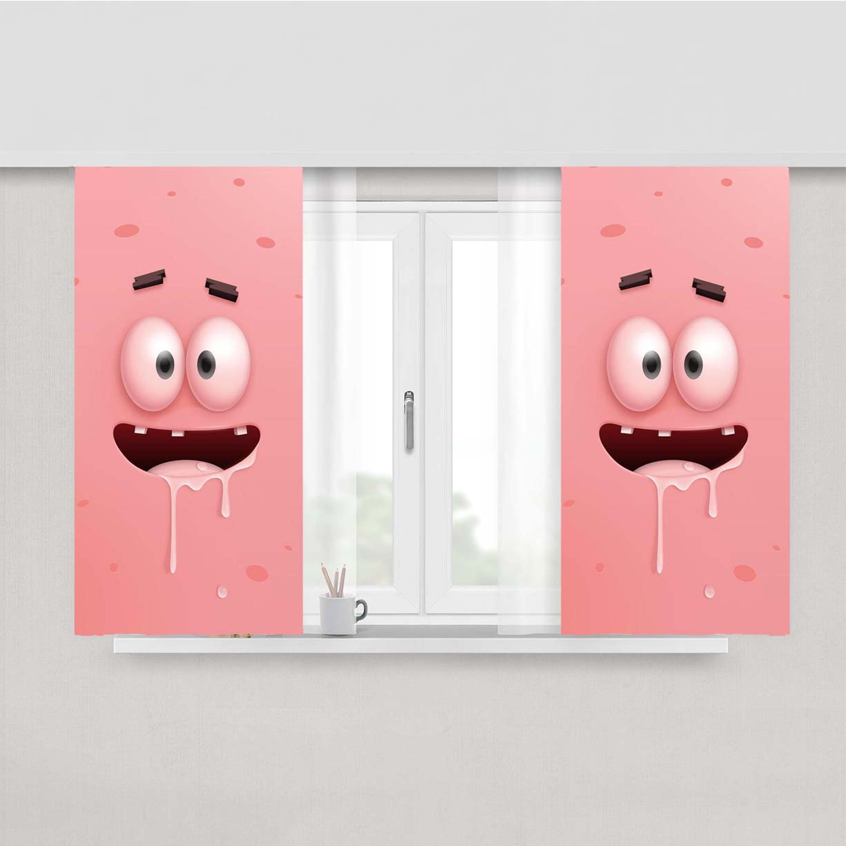 Patrick Face Peach Skin Window Curtains