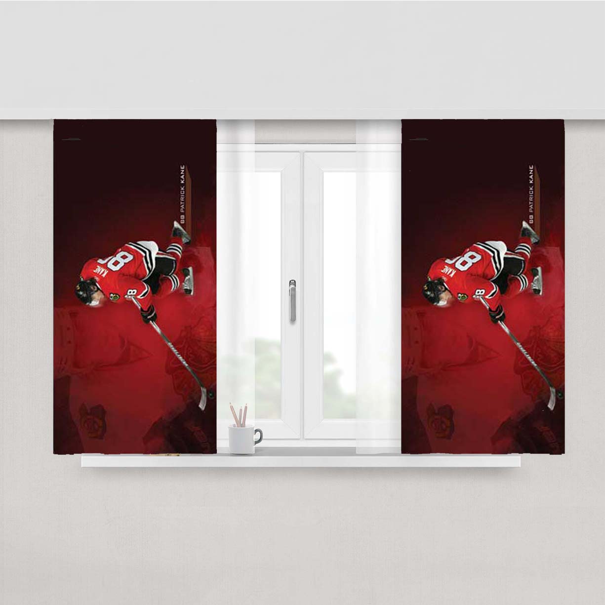 Patrick Kane Red Wallpaper Peach Skin Window Curtains