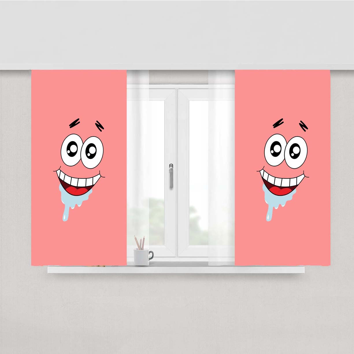 Patrick Star Peach Skin Window Curtains