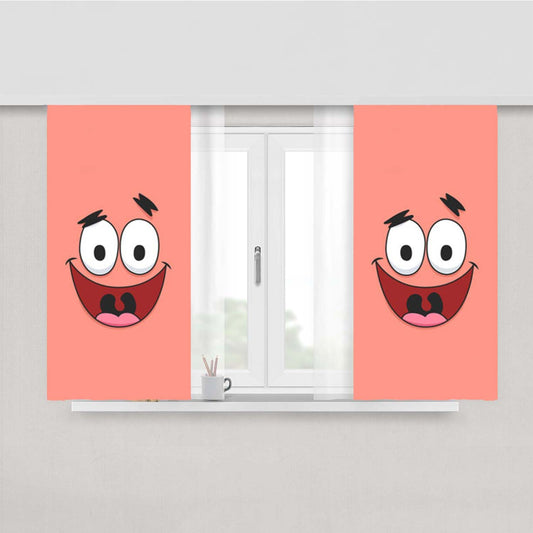 Patrick Star Face Peach Skin Window Curtains