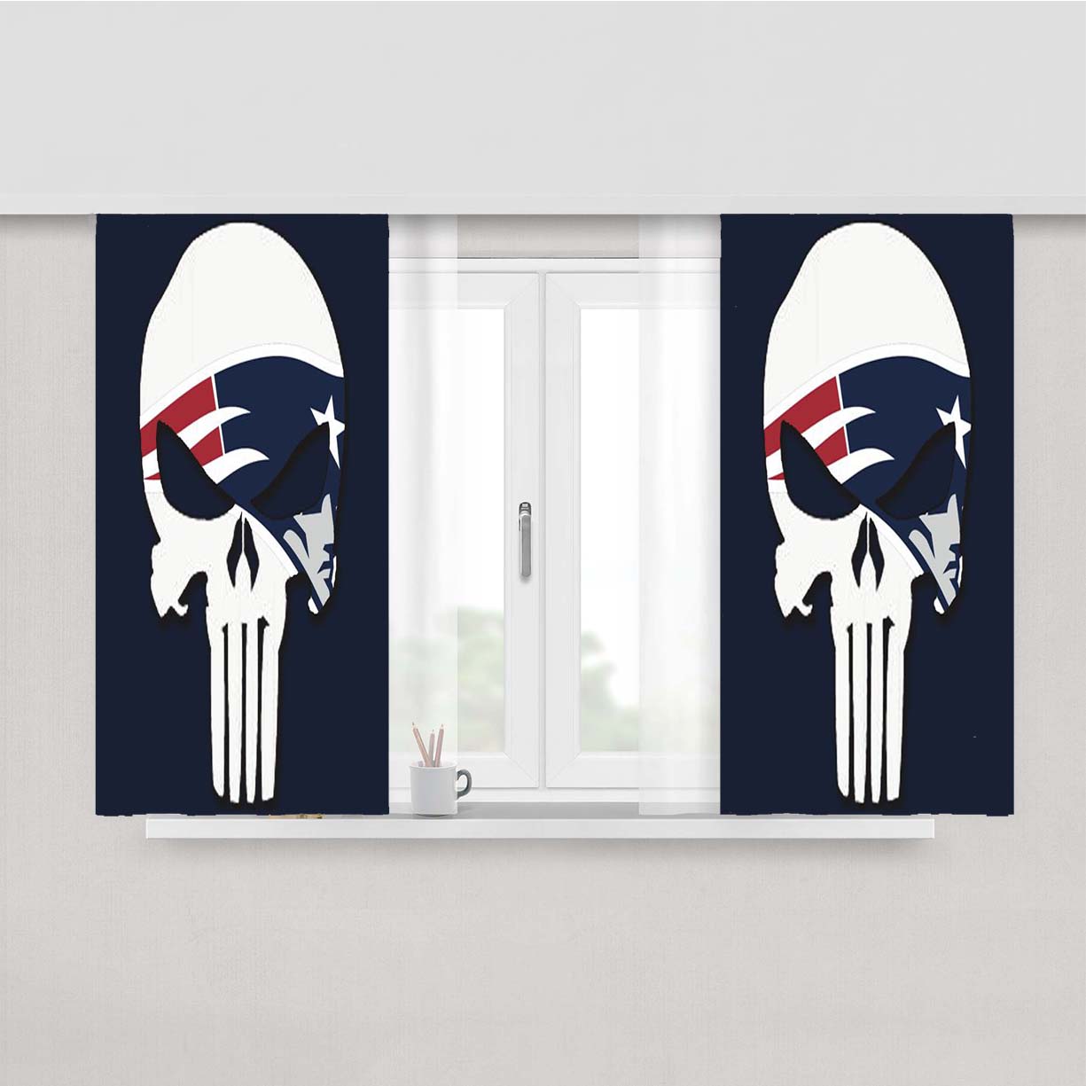 Patriots Punisher Logo Peach Skin Window Curtains
