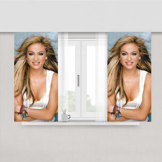 Paulina Rubio Arms Folded Peach Skin Window Curtains