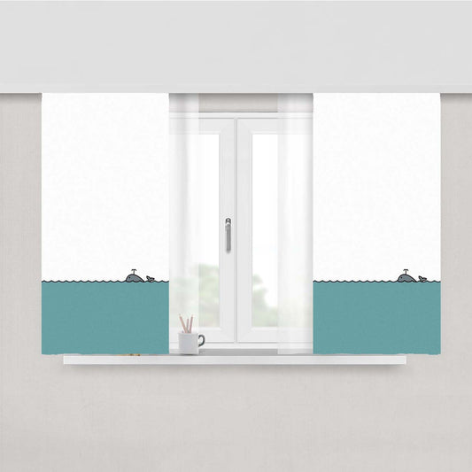 Paus Fish And Cartoon Peach Skin Window Curtains
