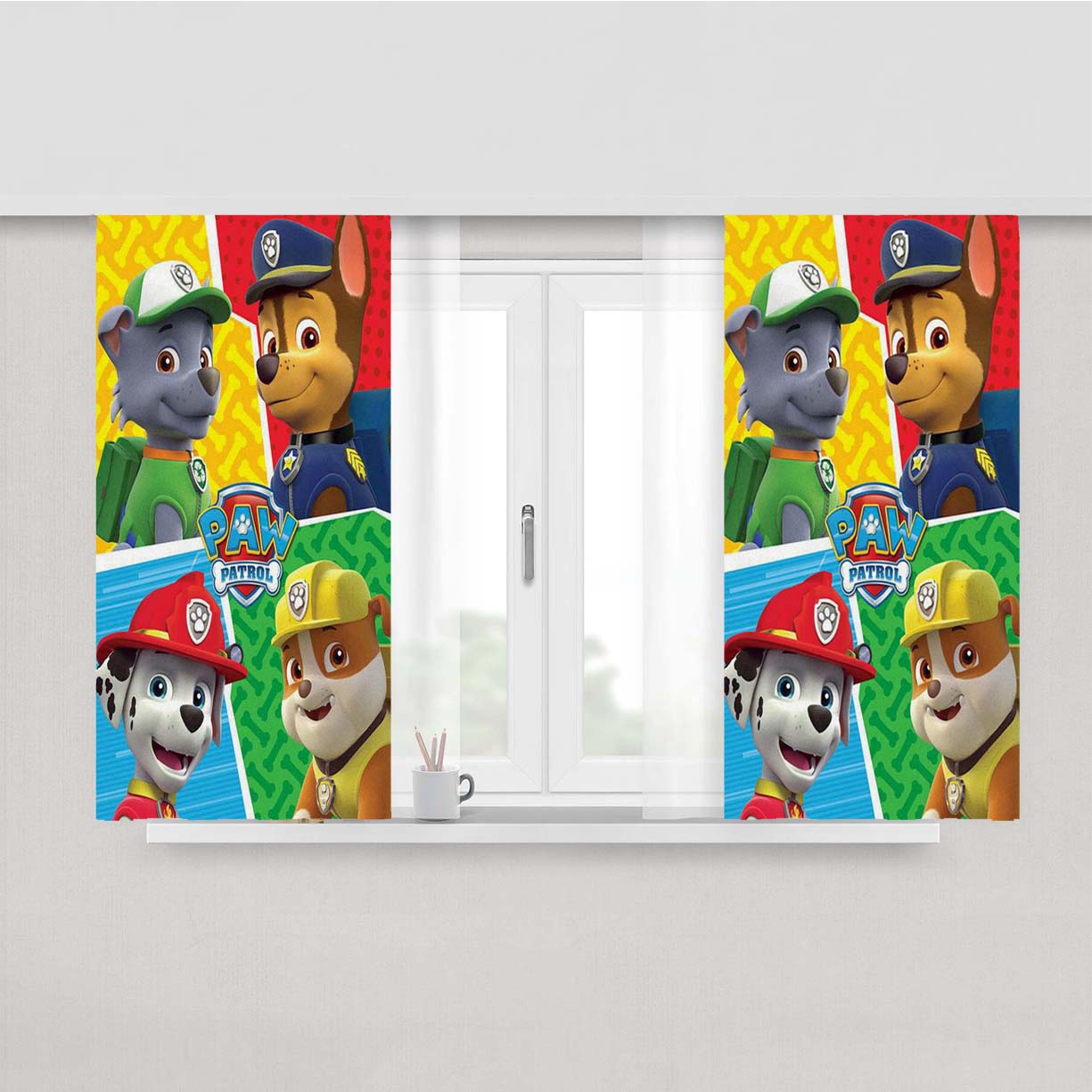 Paw Patrol Dog Team Peach Skin Window Curtains