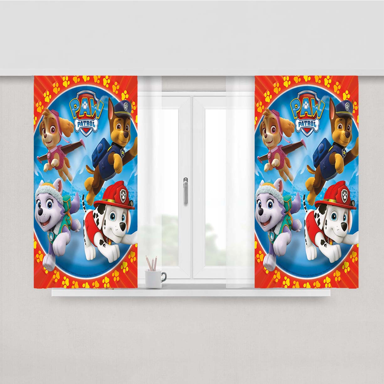 Paw Patrol Dogs Wallpaper Peach Skin Window Curtains