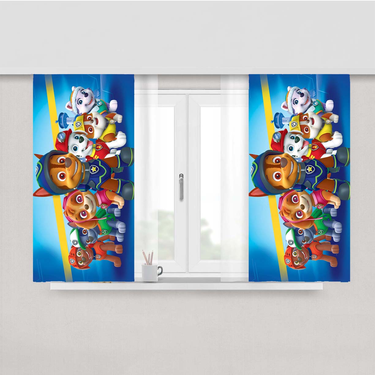 Paw Patrol Dogs Wallpapers Peach Skin Window Curtains