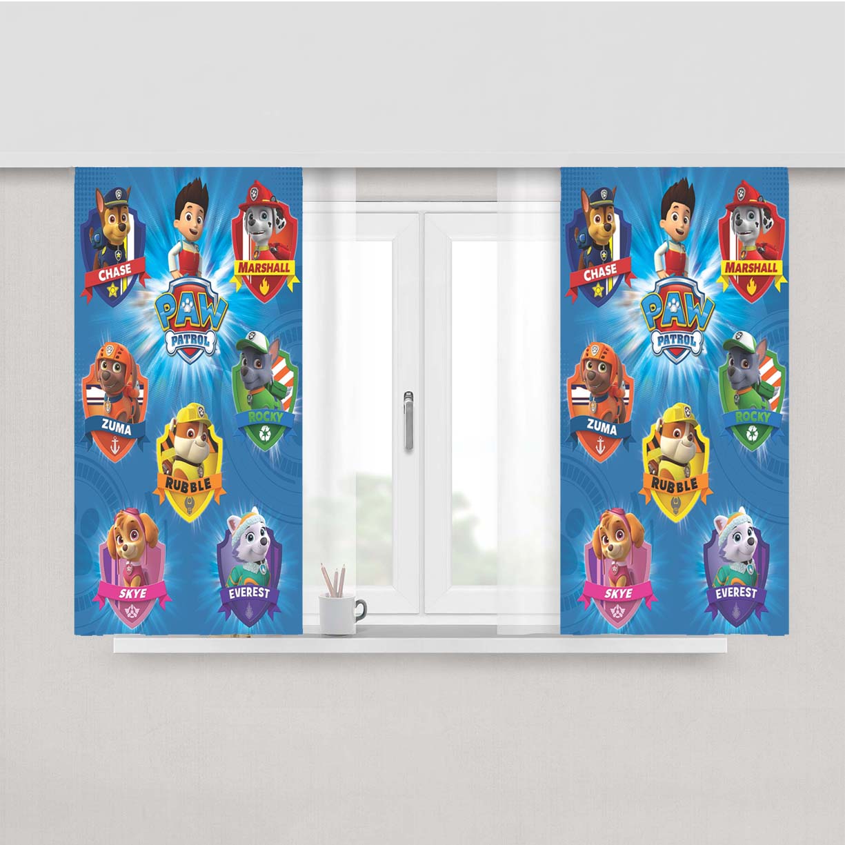 Paw Patrol Name Characters Peach Skin Window Curtains