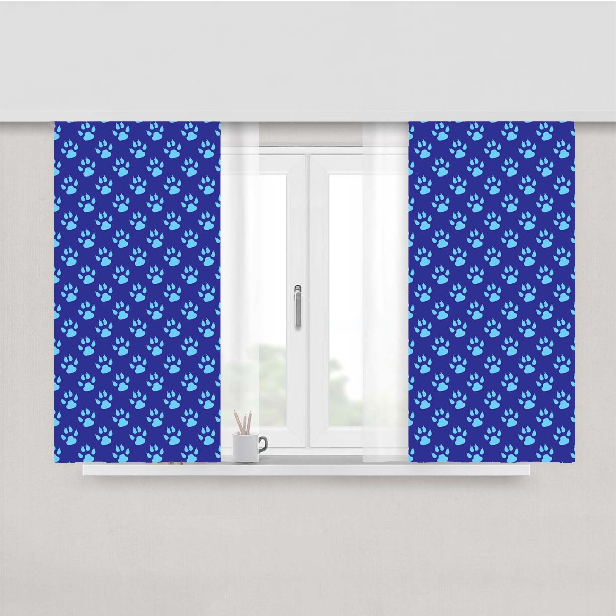 Paw Patrol Prints Pattern Peach Skin Window Curtains