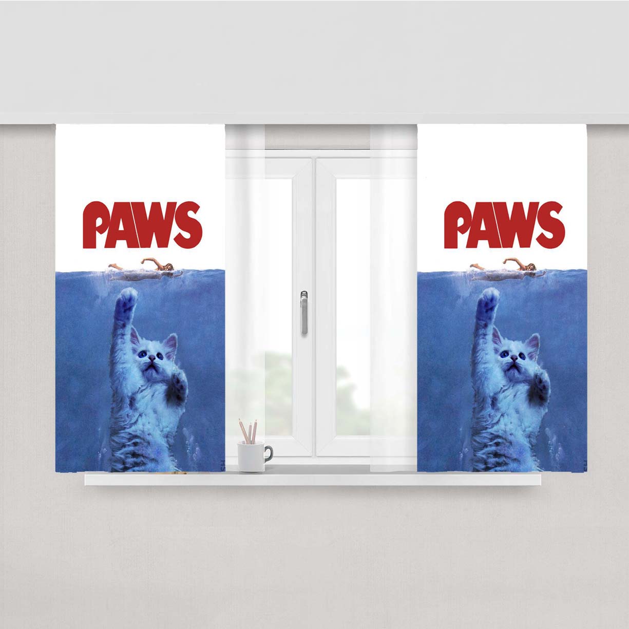 Paws Jaws Peach Skin Window Curtains