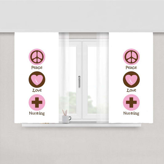 Peace Love Nursing Symbols Peach Skin Window Curtains
