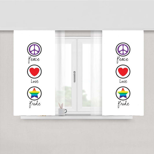 Peace Love Pride Symbols Peach Skin Window Curtains
