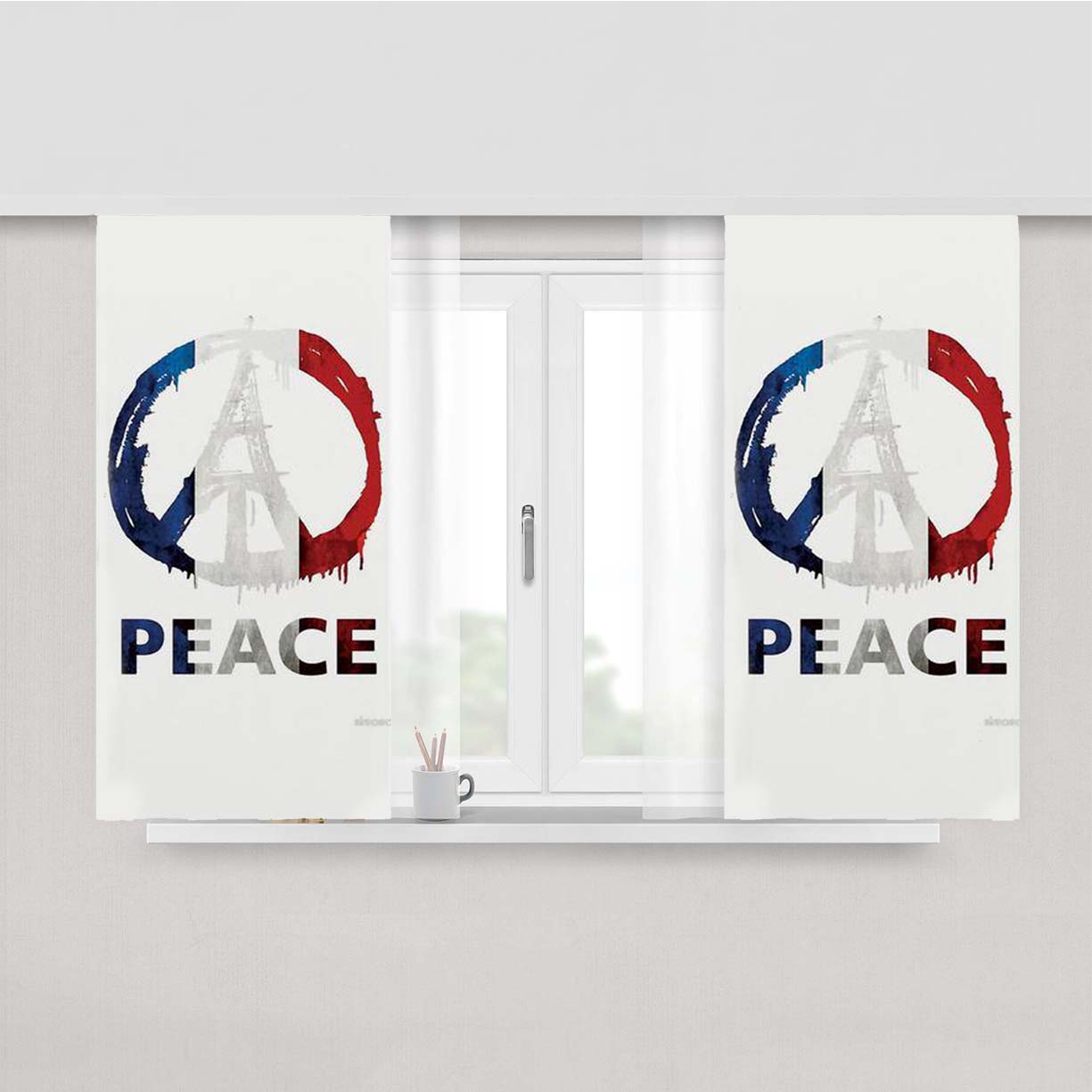 Peace Paris Peach Skin Window Curtains
