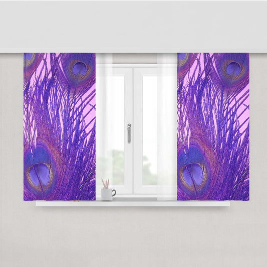 Peacock Feather Purple Peach Skin Window Curtains
