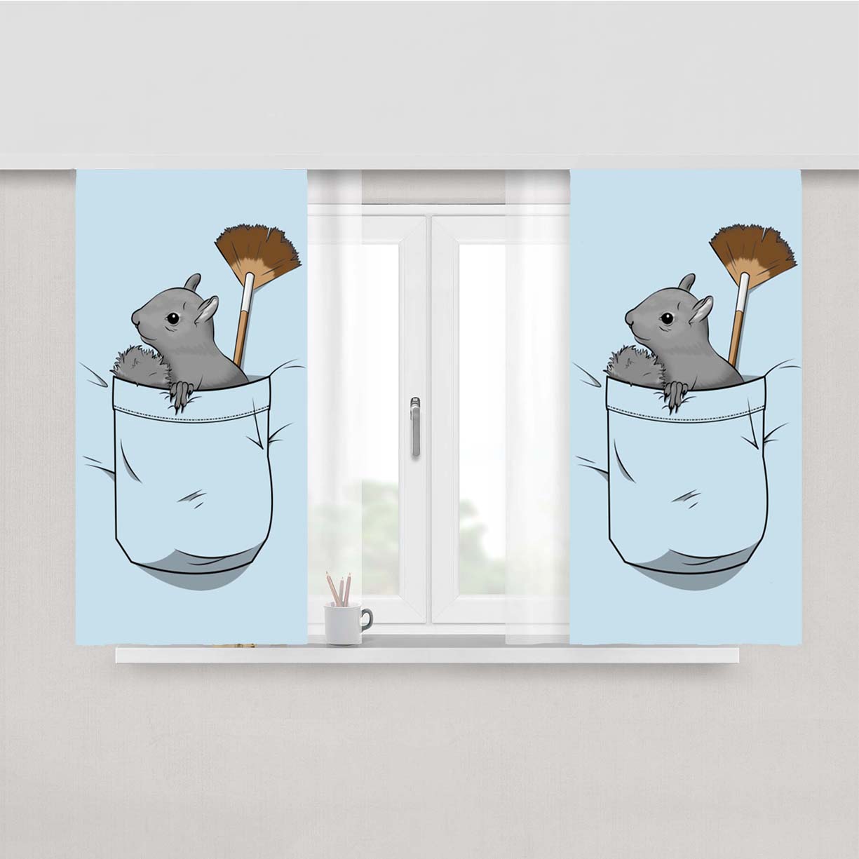 Peapod The Pocket Squirrel Peach Skin Window Curtains