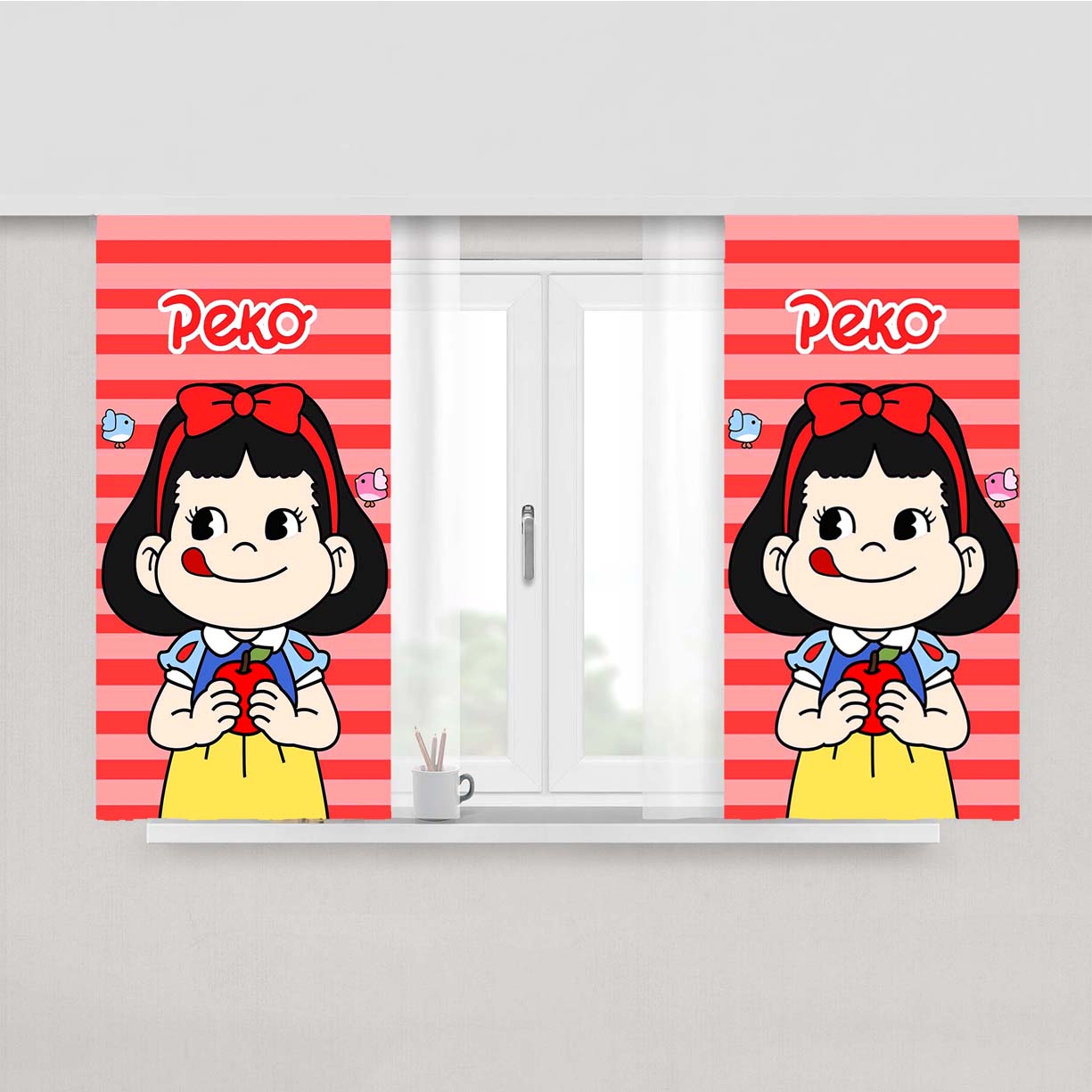 Peko Chan X Snow White Peach Skin Window Curtains
