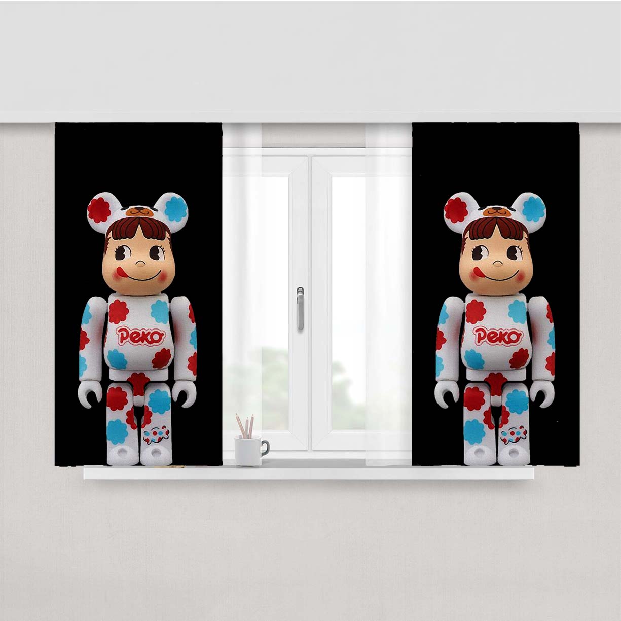 Peko Figure Kaws Peach Skin Window Curtains