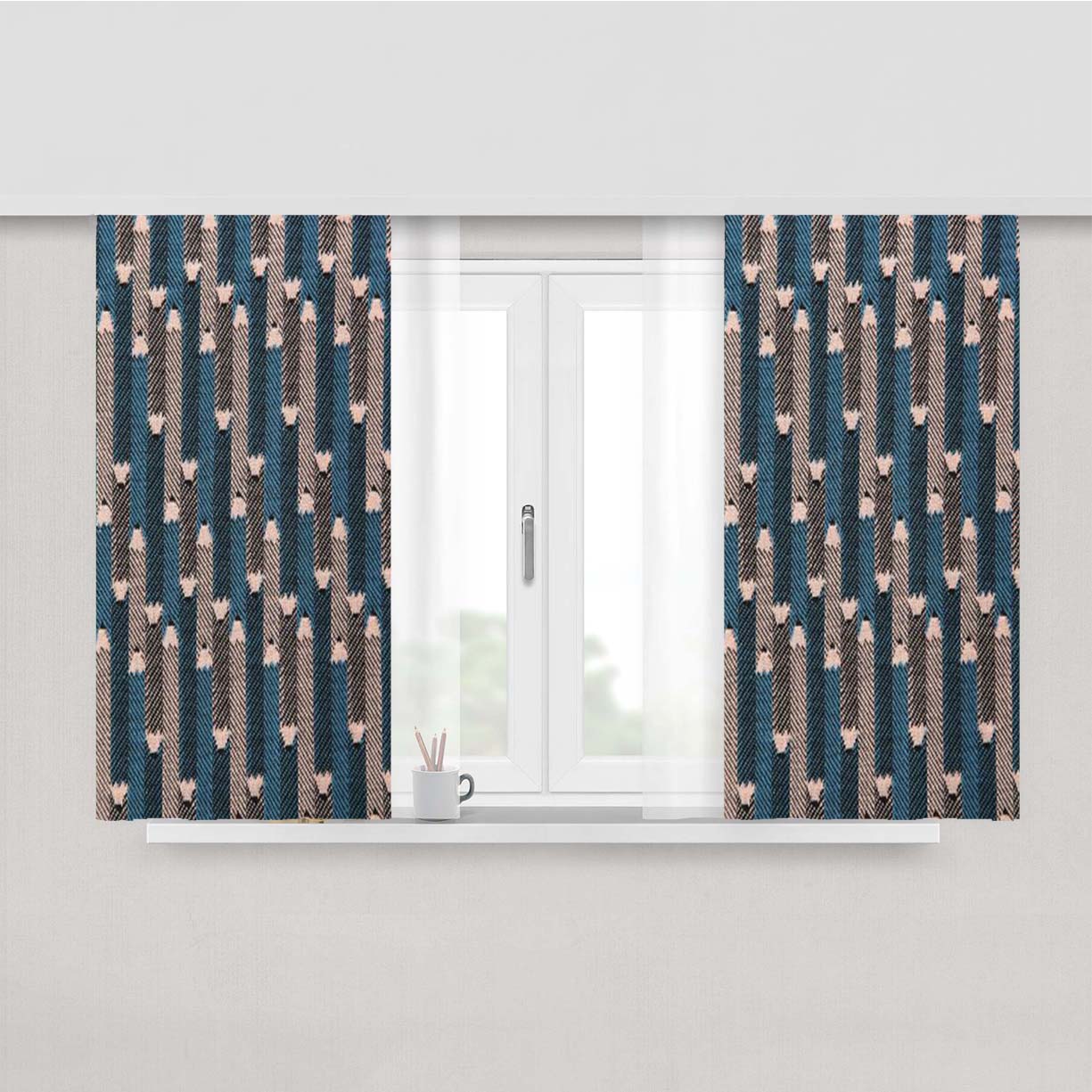 Pencil Art Peach Skin Window Curtains