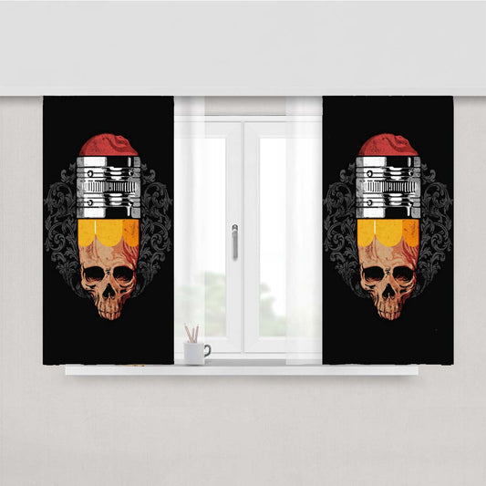 Pencil Stipe Brain Art Peach Skin Window Curtains