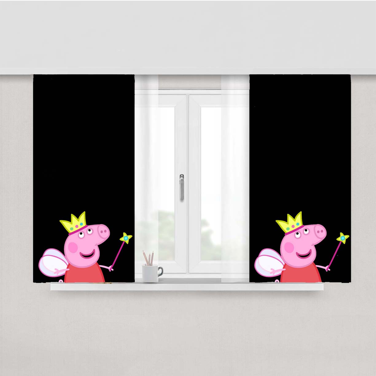 Peppa Pig Fairy Black Wallpapers Peach Skin Window Curtains