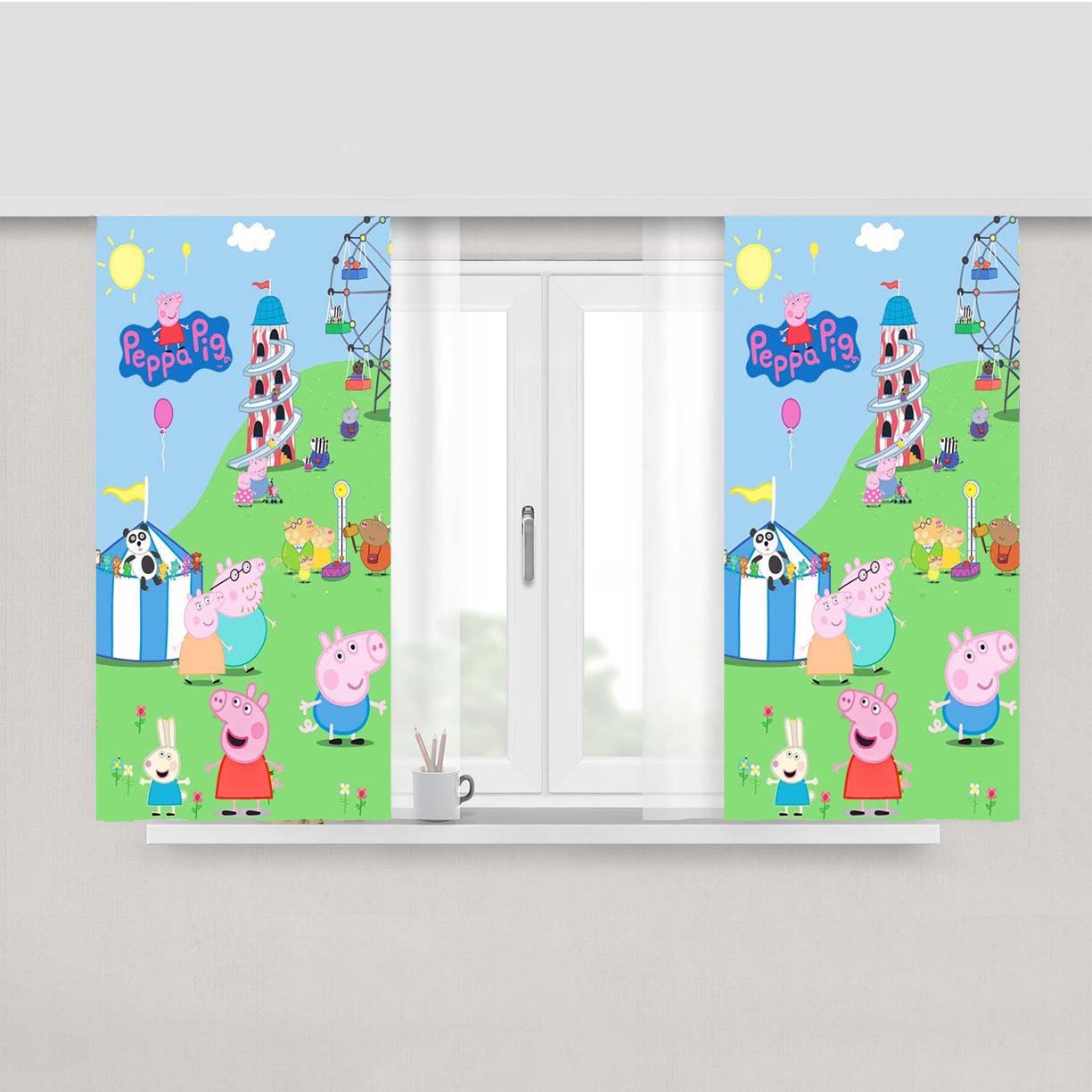 Peppa Pig Land Peach Skin Window Curtains