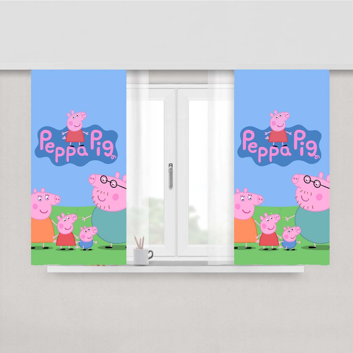 Peppa Pig Tv Show Peach Skin Window Curtains