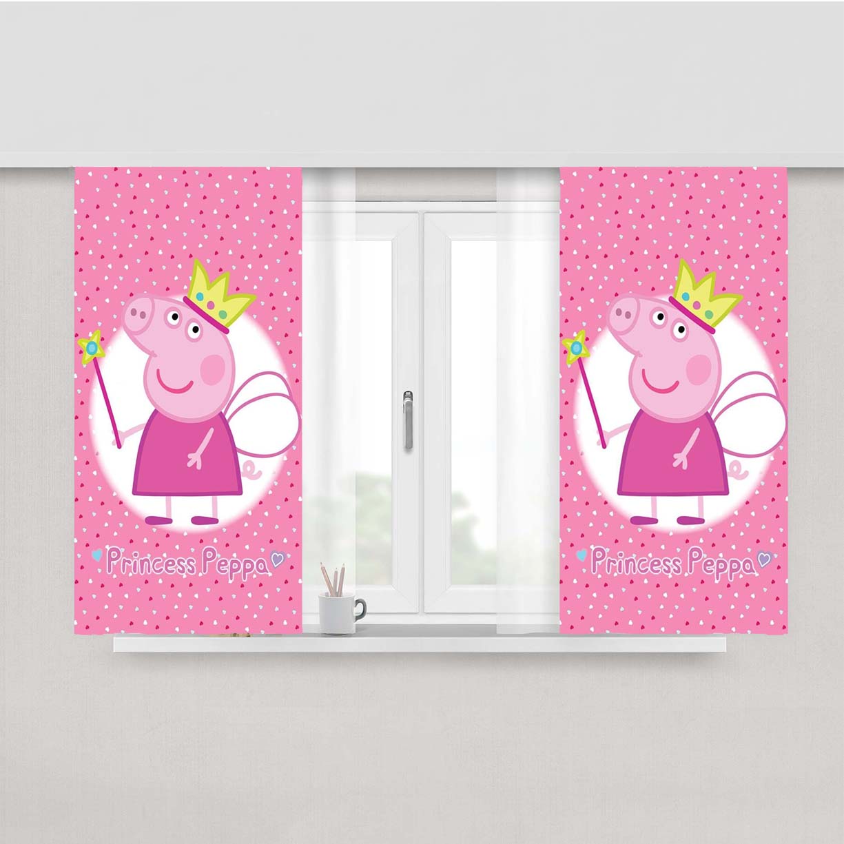 Peppa Prince Pig Wallpapers Peach Skin Window Curtains