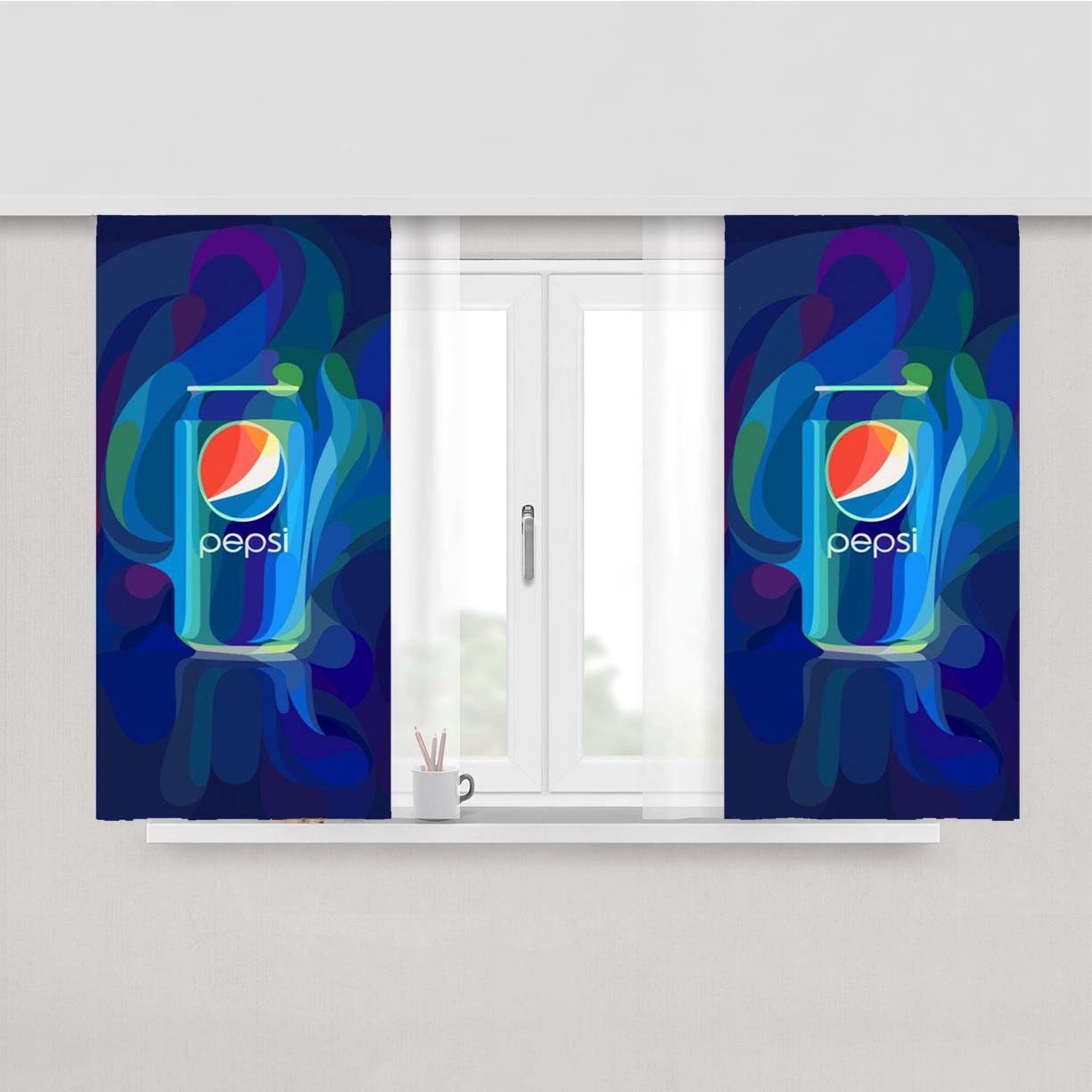 Pepsi Animated Peach Skin Window Curtains