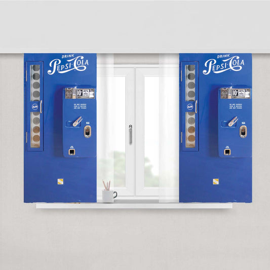 Pepsi Cola Blue Vintage Vending Machine Peach Skin Window Curtains