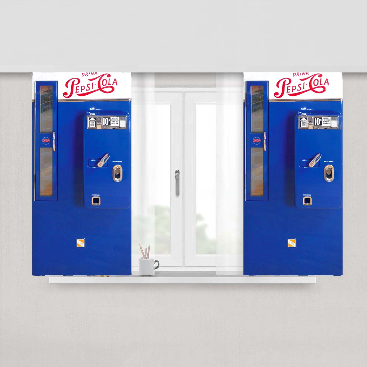 Pepsi Cola In Bottles Vending Machine Peach Skin Window Curtains