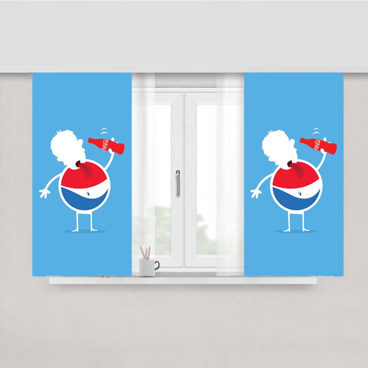 Pepsi Drink Art Peach Skin Window Curtains