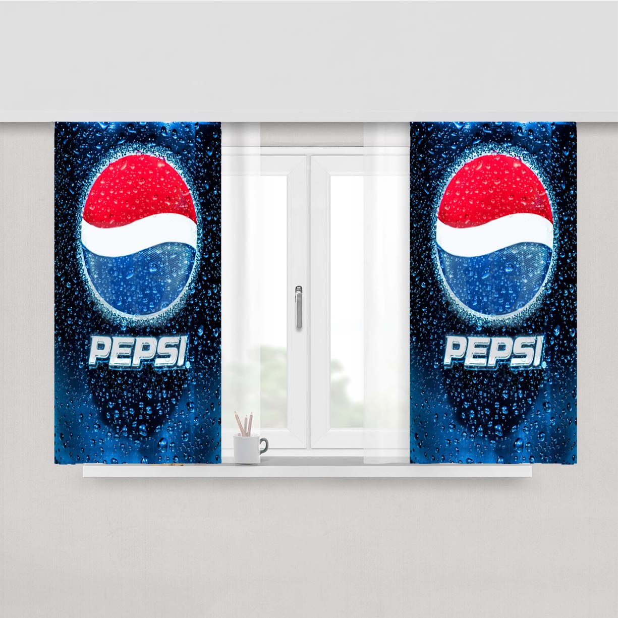 Pepsi Ice Cold Peach Skin Window Curtains