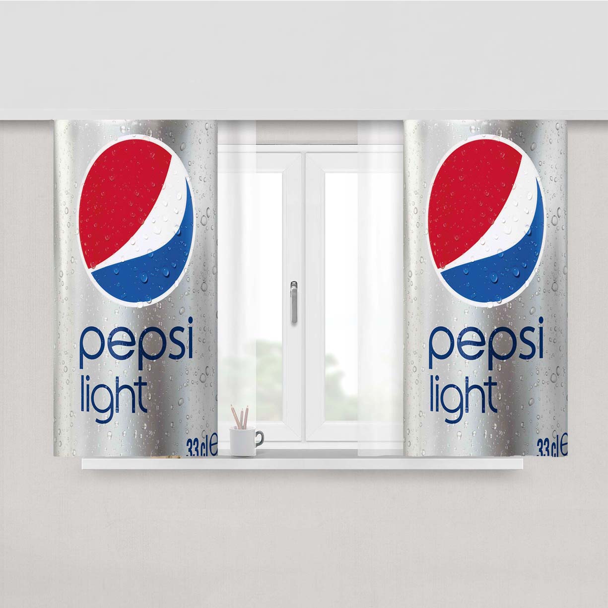 Pepsi Light Ice Soft Drink Cans Peach Skin Window Curtains