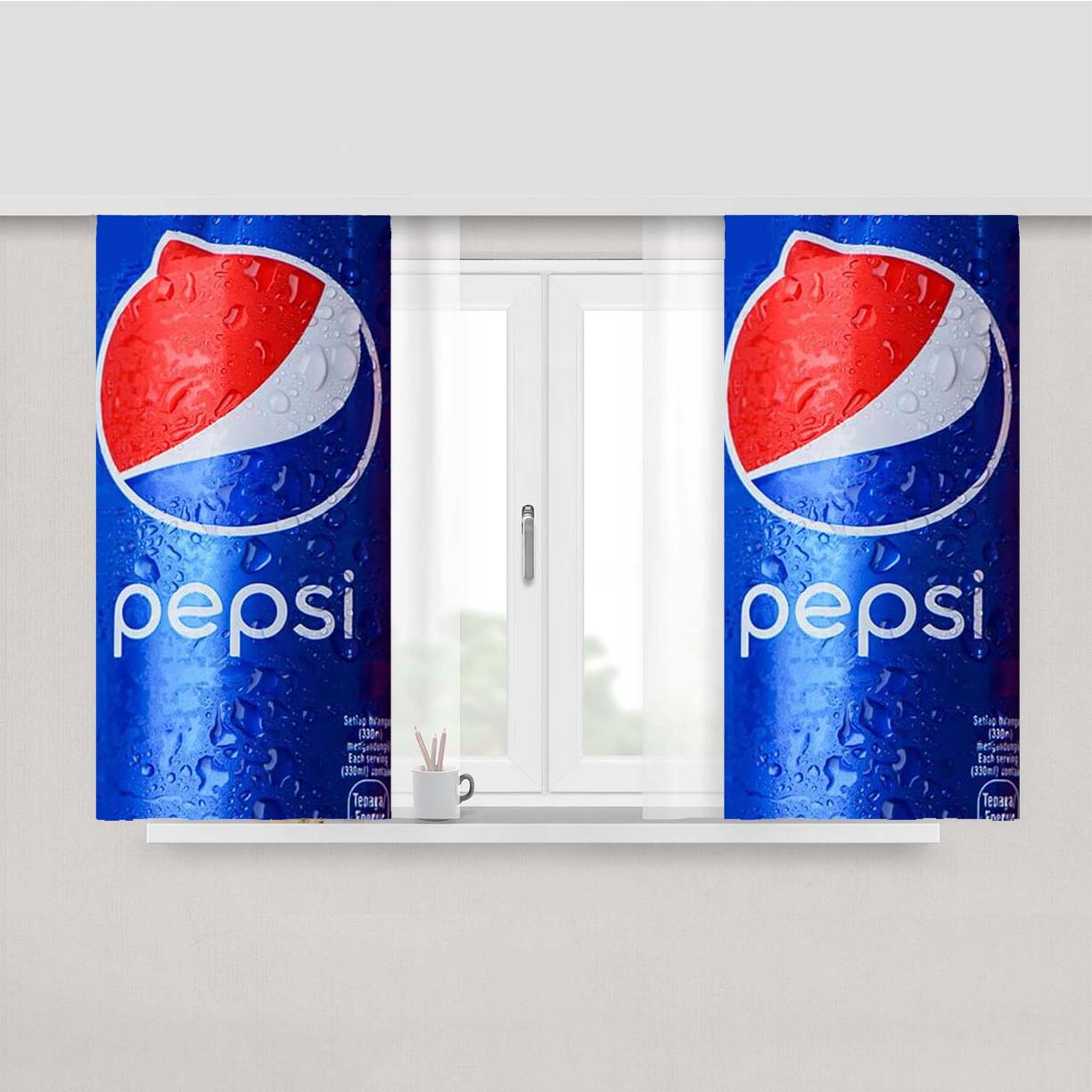 Pepsi Logo Peach Skin Window Curtains