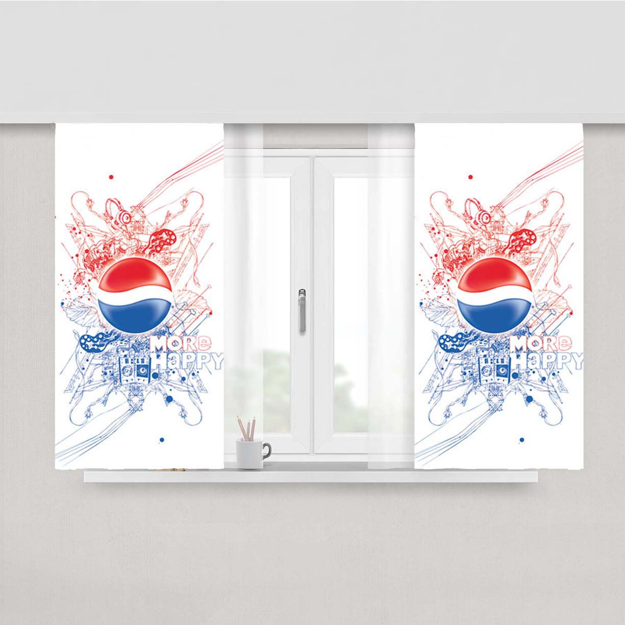 Pepsi More Happy Peach Skin Window Curtains