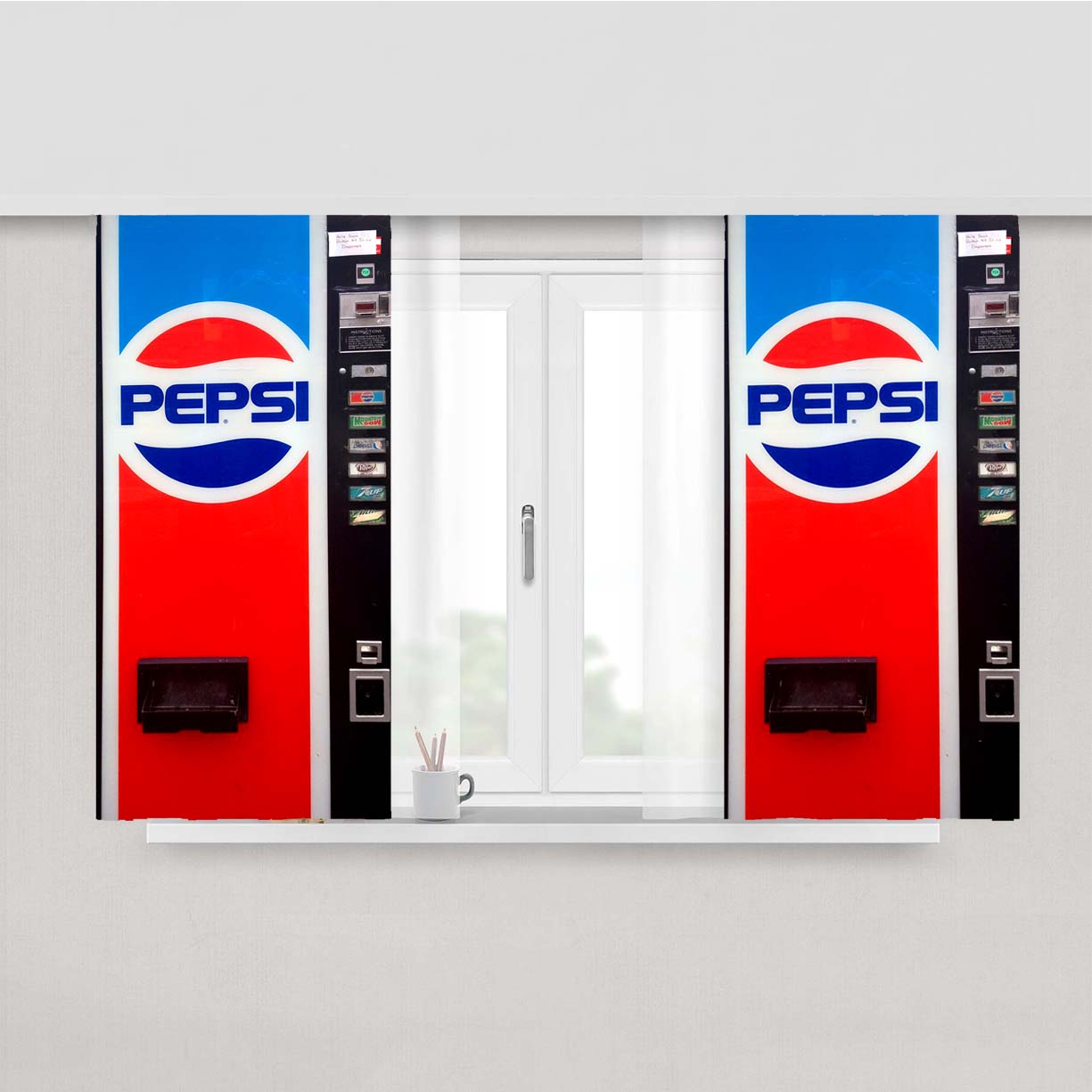 Pepsi Soft Drink Vending Machine Peach Skin Window Curtains