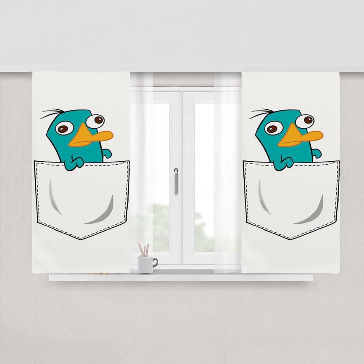 Perry The Platypus Pocket Peach Skin Window Curtains