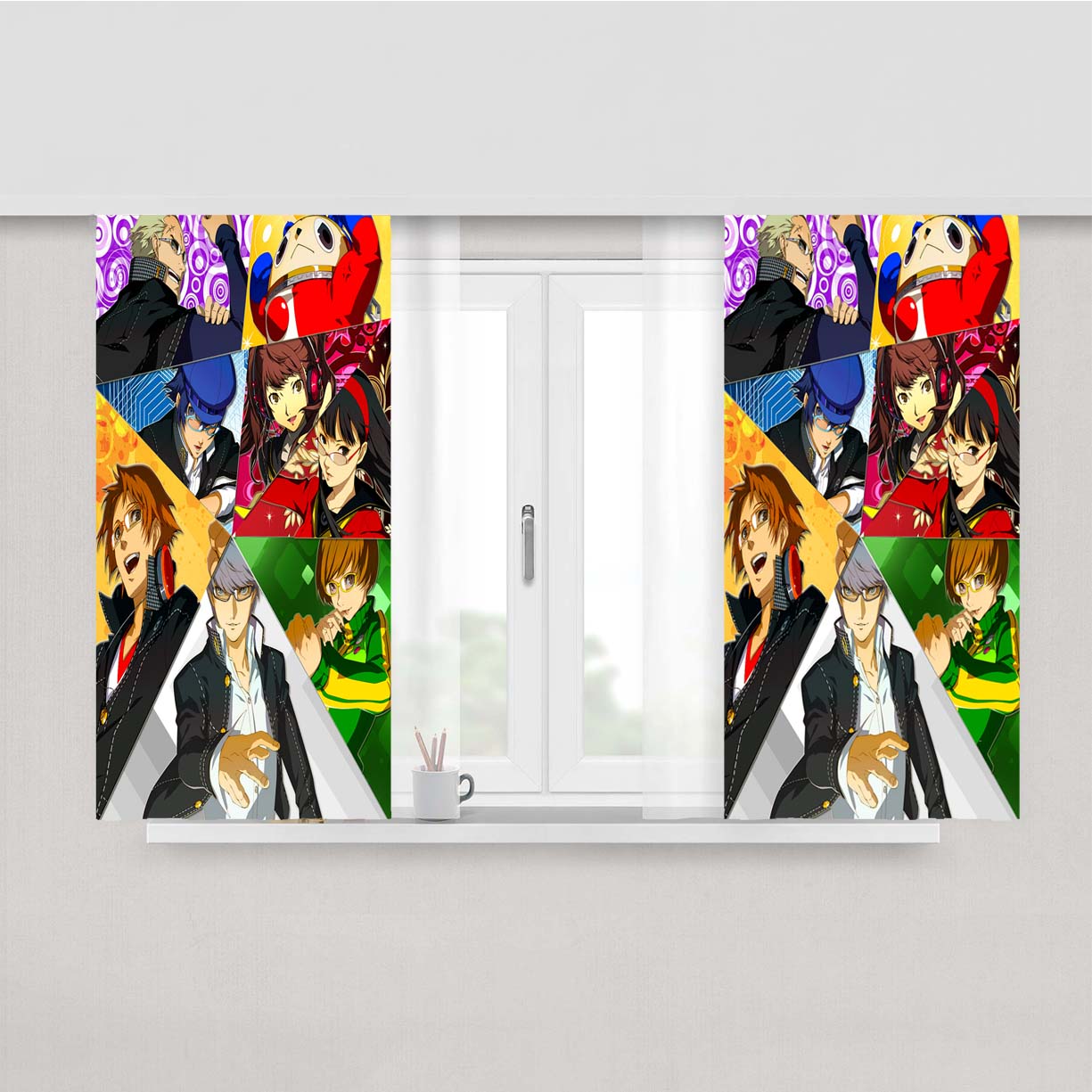 Persona 4 All Characters Peach Skin Window Curtains
