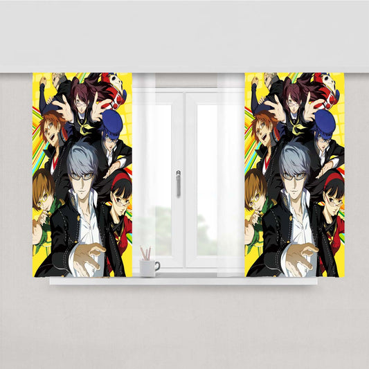 Persona 4 Golden All Characters Poster Peach Skin Window Curtains