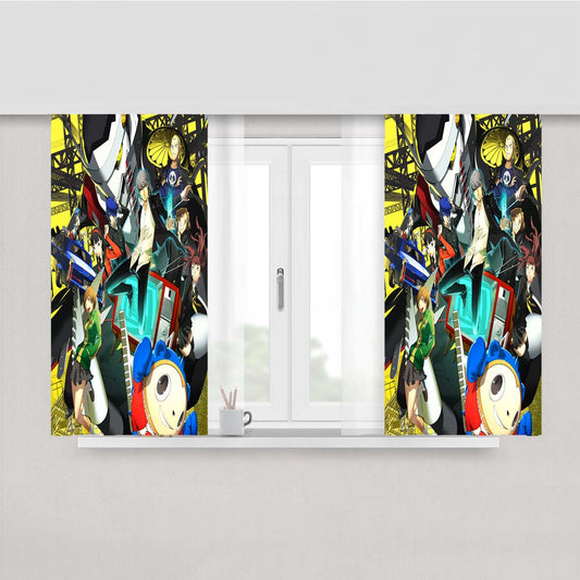 Persona 4 Golden Characters Wallpaper Peach Skin Window Curtains