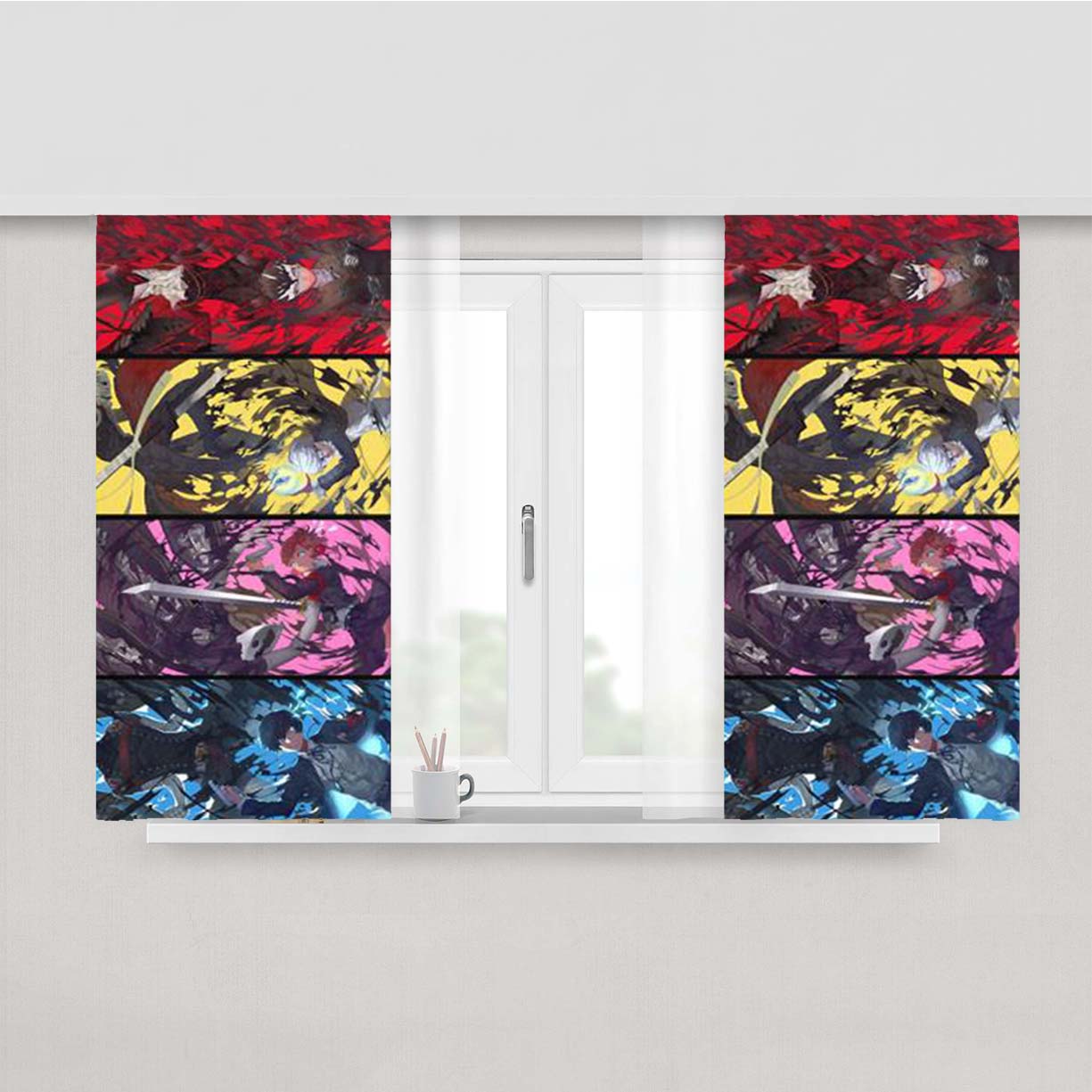 Persona Main Character Peach Skin Window Curtains