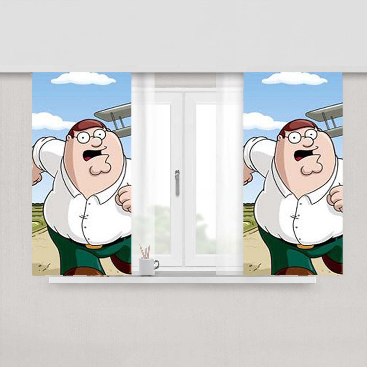Peter Griffin Plane - Family Guy Peach Skin Window Curtains