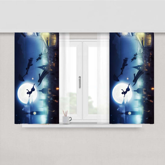 Peter Pan Flying With Friends Peach Skin Window Curtains